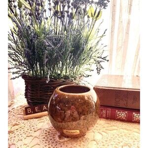 Haeger USA Vintage Brown Speckled Art Pottery Orb Planter MCM style 4”x4" 10 oz.
